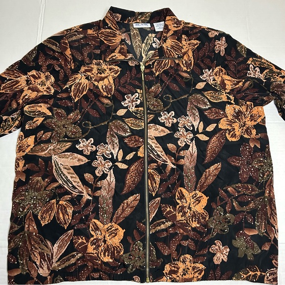 Vintage 90s Blair Fall Floral Leaves Windbreaker Jacket Women’s XL Oversized Fit - Picture 3 of 7